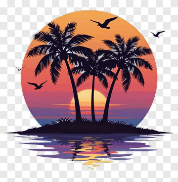 Palm Trees And Sunset PNG