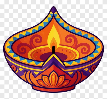 Colorful Diya With Flame PNG