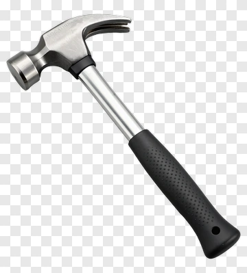 Metal Hammer With Black Grip PNG