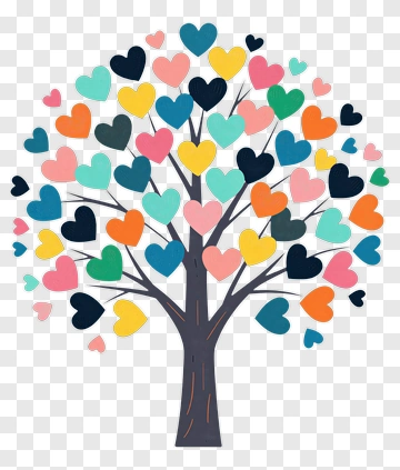 Heart Tree With Colorful Leaves PNG