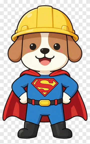 Superman Dog Construction Worker PNG