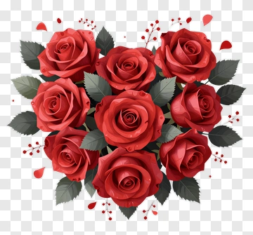 Red Roses In Heart Shape PNG