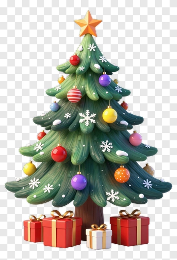 Decorated Christmas Tree With Gifts PNG