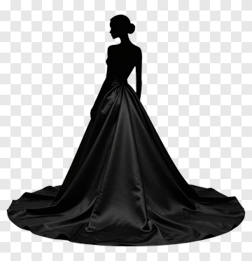 Silhouette Of A Woman In A Black Gown PNG