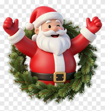Santa Claus In A Green Wreath PNG