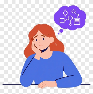Woman Thinking About Work PNG