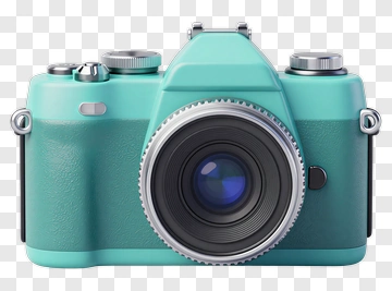 Teal Camera With Silver Accents PNG