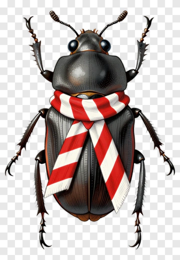 Beetle Wearing Red And White Scarf PNG