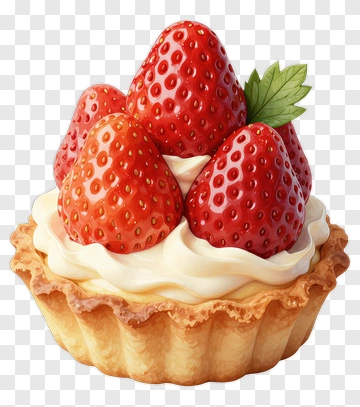 Strawberry Tart With Cream PNG