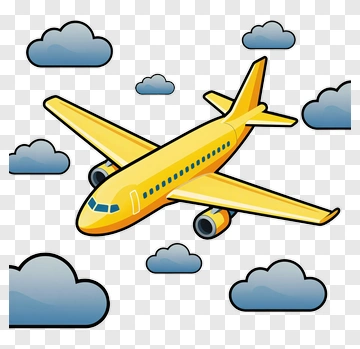 Yellow Cartoon Airplane Flying PNG