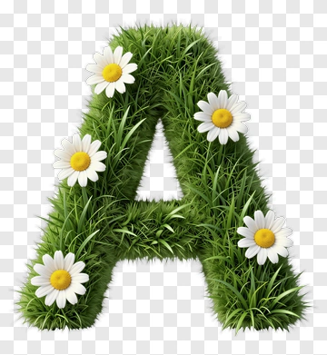 Letter A Made Of Grass And Daisies PNG