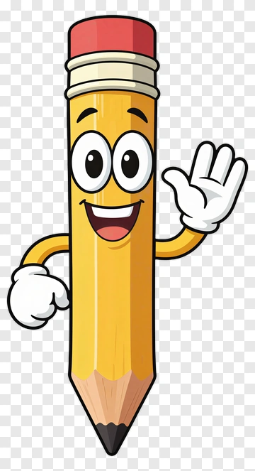 Friendly Cartoon Pencil Character PNG