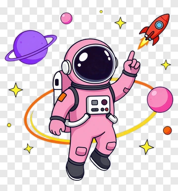 Pink Astronaut In Space PNG