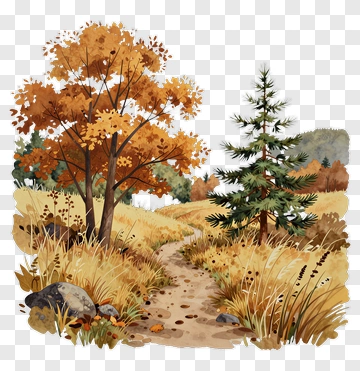 Autumn Path Through Forest PNG