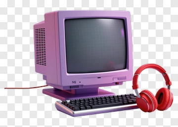Retro Computer Setup On Beach PNG