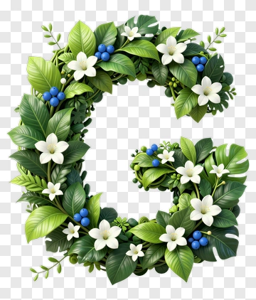 Floral Letter C Wreath PNG
