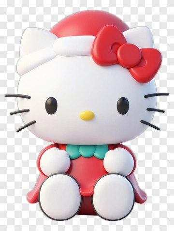 Hello Kitty In Red Holiday Outfit PNG
