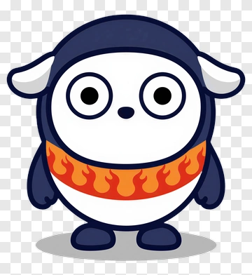 Cartoon Penguin With Fire Pattern PNG