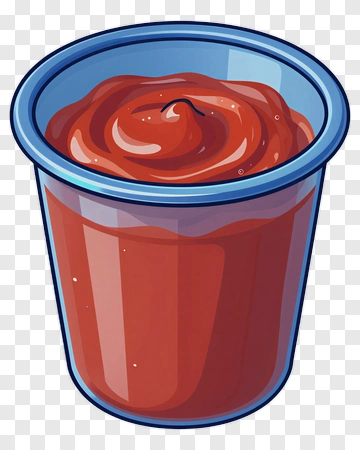 Cartoon Style Ketchup In Plastic Cup PNG