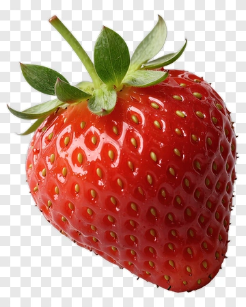 Fresh Strawberry With Green Leaf PNG