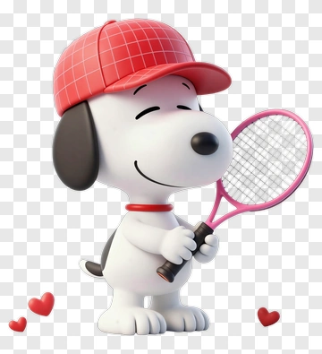 Snoopy Holding Tennis Racket PNG