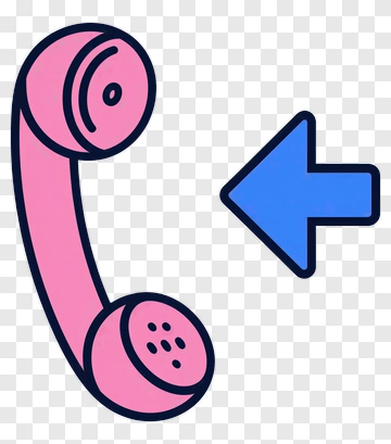Pink Telephone Receiver With Blue Arrow PNG