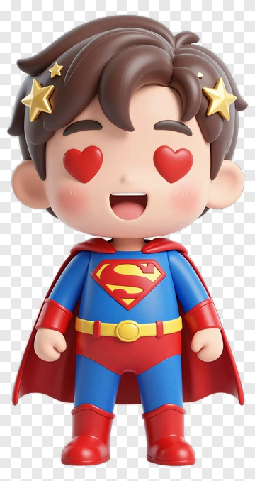 Cute Superman Toy Figure PNG