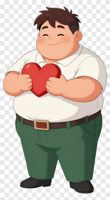 Cartoon Man Holding Red Heart PNG