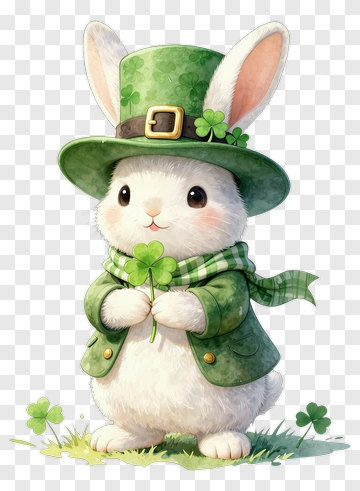 Cute Rabbit In St Patrick's Day Outfit PNG