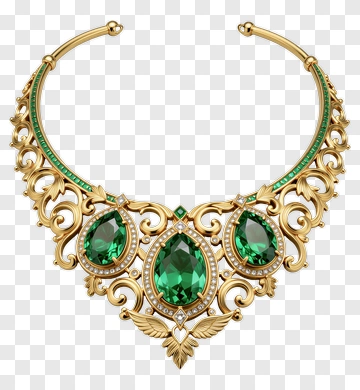 Gold Emerald Necklace With Diamond Accents PNG