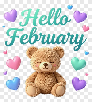 Teddy Bear Welcomes February PNG