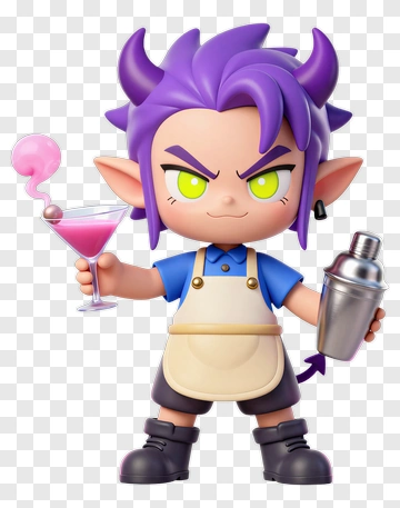 Devil Barista With Cocktail PNG