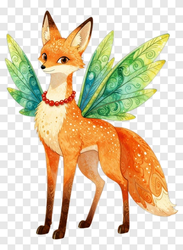 Fairy Fox With Leaf Wings PNG