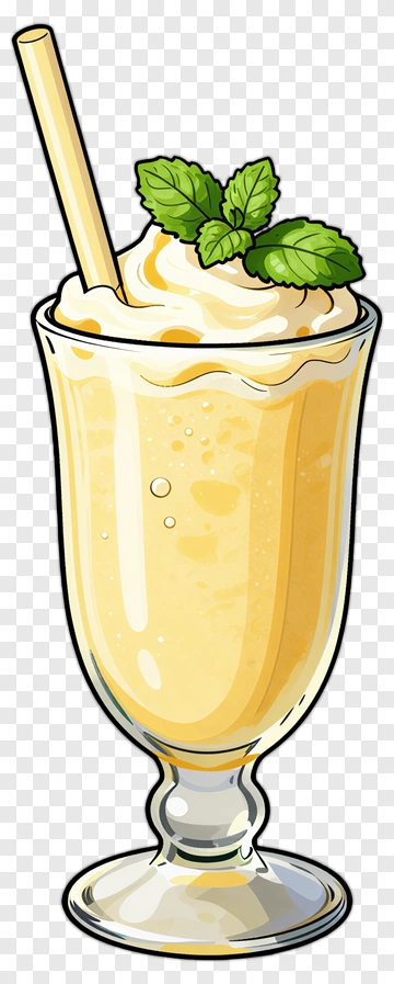 Yellow Milkshake With Mint Garnish PNG