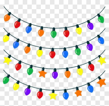 String Of Colorful Christmas Lights With Stars PNG