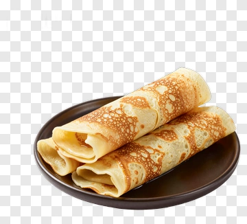 Golden Crepes On A Plate PNG