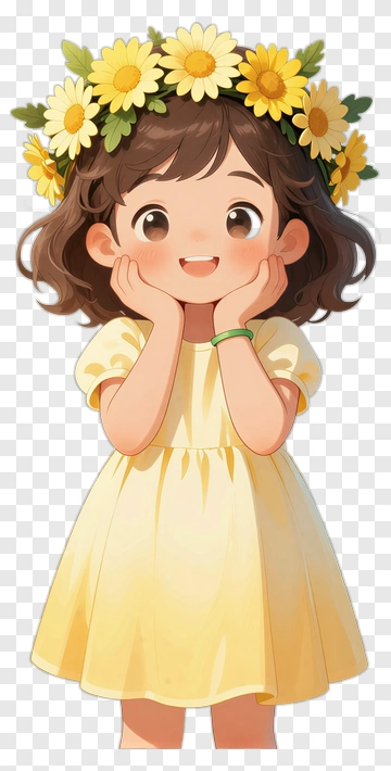 Child With Flower Crown PNG