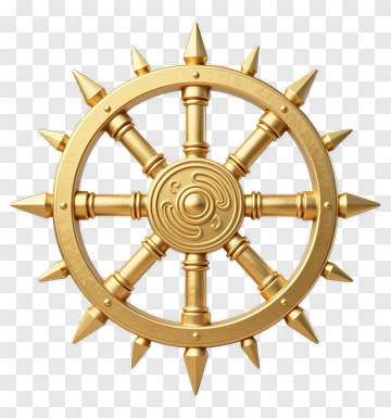 Golden Dharma Wheel PNG
