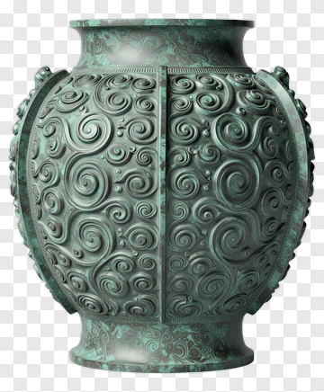 Ancient Bronze Vase With Swirl Pattern PNG