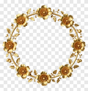 Golden Floral Wreath PNG