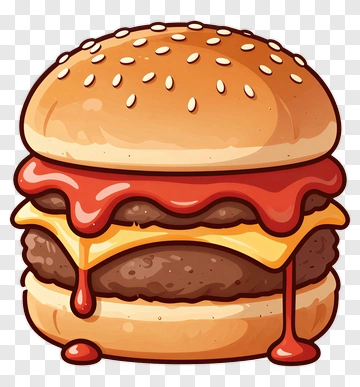 Delicious Cartoon Hamburger PNG
