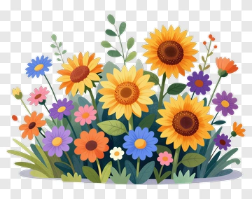 Colorful Flower Arrangement With Sunflowers PNG