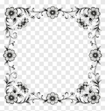 Black And White Floral Ornamental Frame PNG