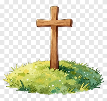 Wooden Cross In Grass PNG