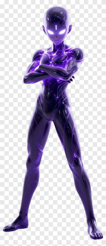 Cybernetic Humanoid With Electric Aura PNG