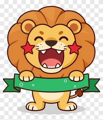 Happy Lion Cartoon Character PNG