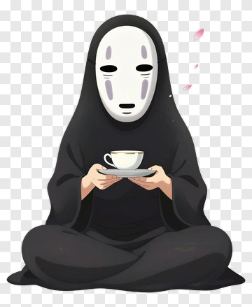 No-Face Holding A Tea Cup PNG