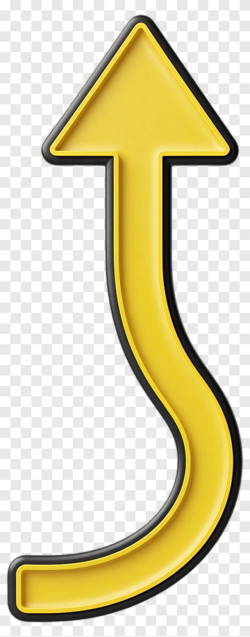 Yellow Arrow With Black Outline PNG