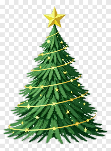 Christmas Tree With Star And Lights PNG