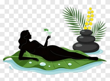 Woman Silhouette On Leaf With Martini PNG